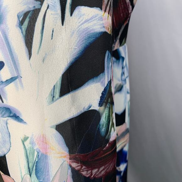 M Black Multi Color Polyester Floral 3/4 Sleeves Shirt Dress - Picture 5 of 9